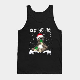 Slo Ho Ho Christmas Sloth With Santa Hat Tank Top